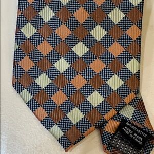 Valerio Garati Checkered Tie in brown yellow check black gray career